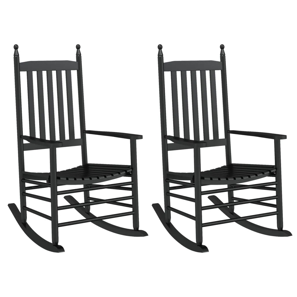 vidaXL Sedie a Dondolo Sedute Curve 2 pz Nere Legno Massello Pioppo
