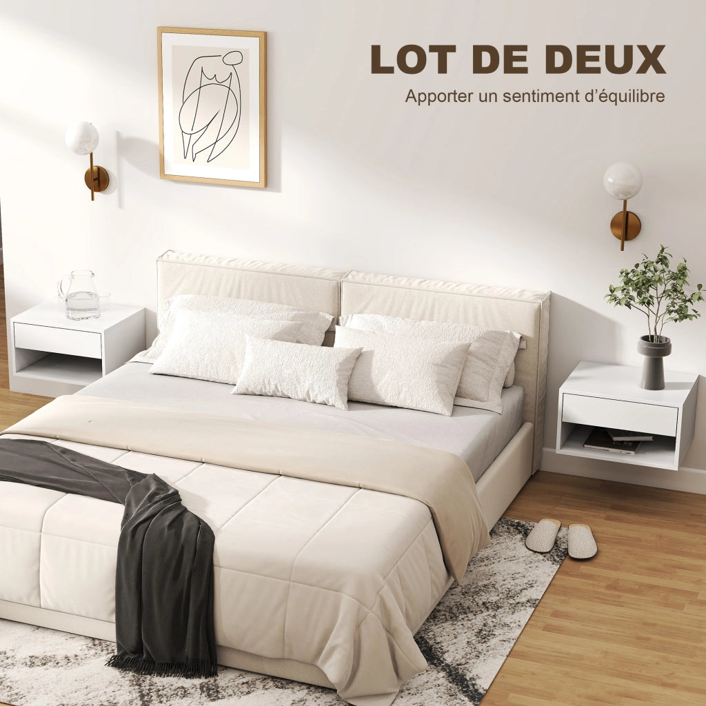 Comodino da parete con cassetto ¨C Xylo ¨C Bianco 37x32x21 cm