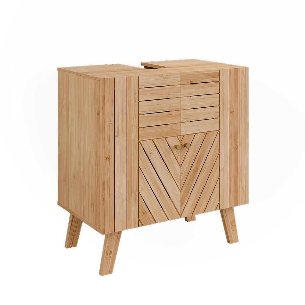 Vicco Mobiletto per lavabo Bambù 60 x 65 cm con 2 porte