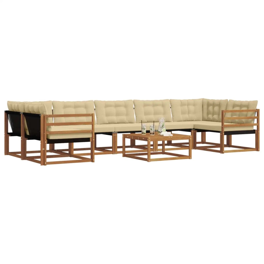 Set di divani da esterno con cuscino 8 pcs Naturale e Beige 3369280