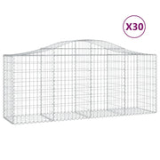 Cestini gabbioni recinzione a gabbia muro di contenimento ad arco 30 pezzi 200 x 50 x 80/100 cm ferro zincato argento 02_0040836