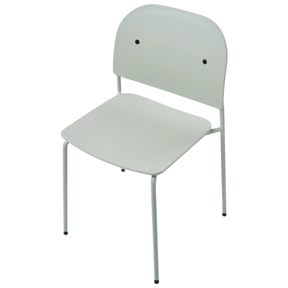 Set di 2 sedie da pranzo con seduta in materiale sintetico verde menta e struttura in metallo, in stile minimalista scandinavo, per la zona pranzo della cucina