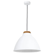 Lampada a sospensione Skal bianca legno chiaro E27 Luminex