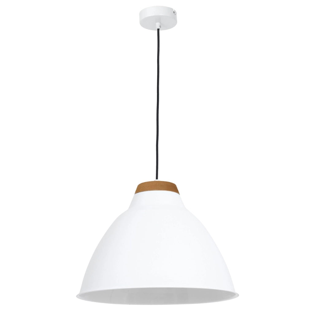 Lampada a sospensione Skal bianca legno chiaro E27 Luminex