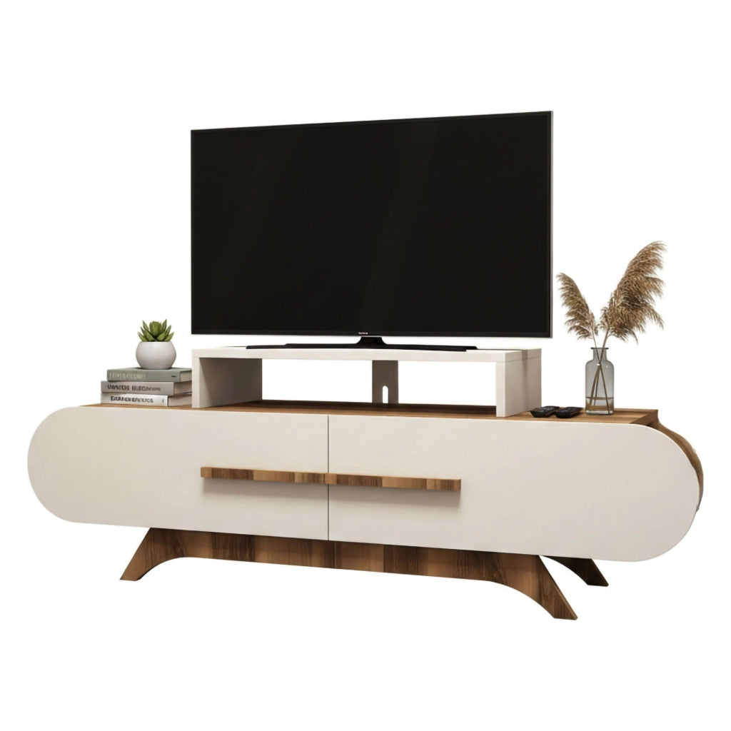 Nesatm, Mobile Porta tv un Ripiano, 145x37x50h cm Marrone Noce