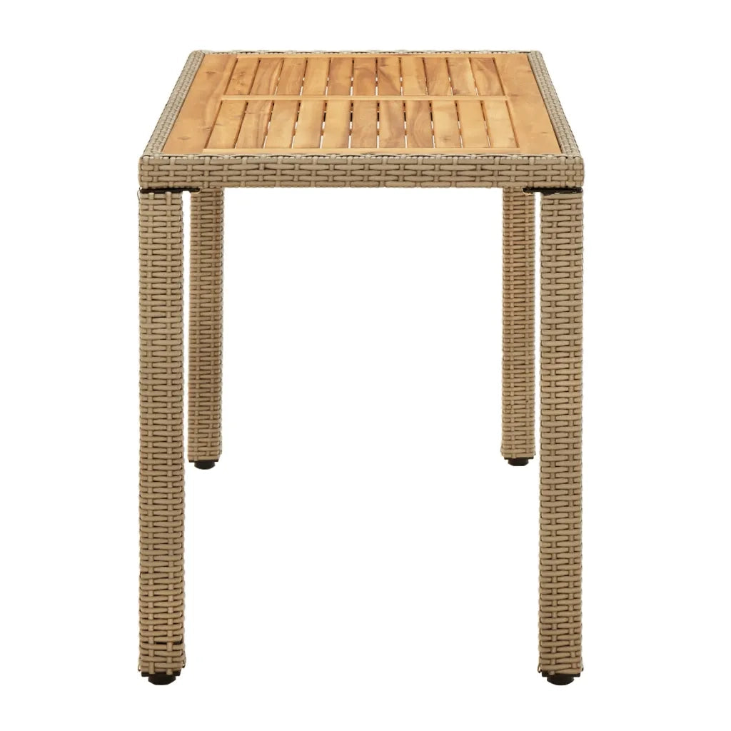 Tavolo Giardino Beige 123x60x74 cm Polyrattan e Massello Acacia cod mxl 57490
