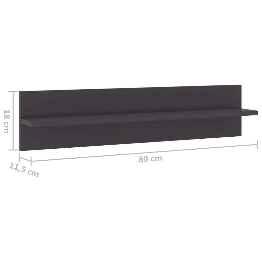 Mensole Parete 4pz Grigio Lucido 80x11,5x18cm Legno Multistrato 807350