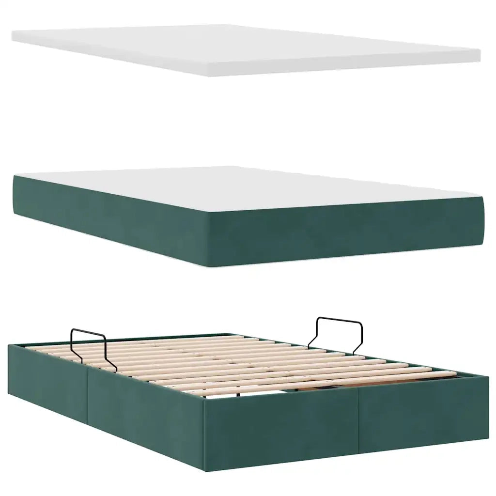 Letto con Contenitore Verde Scuro 120 x 200 cm Velluto
