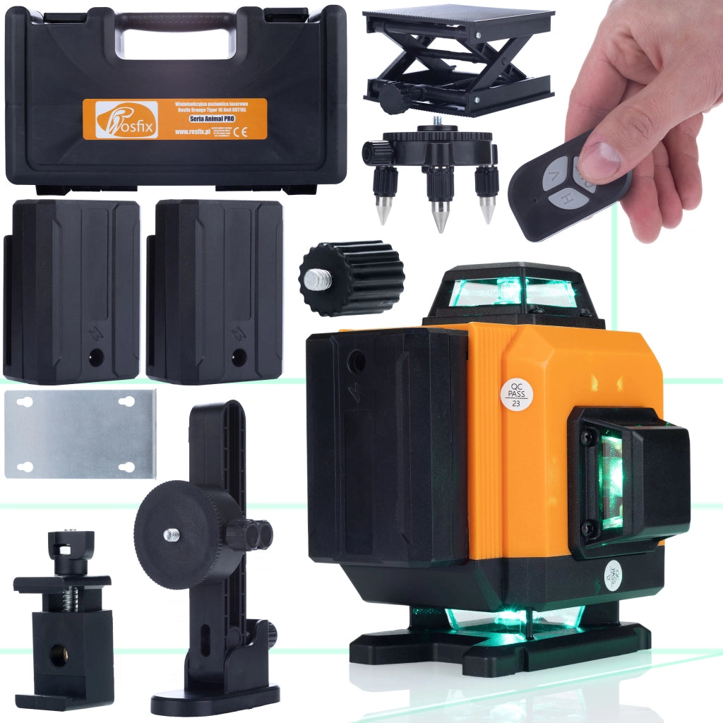 Livella Laser Rosfix Orange Tiger ROT16L – 16 Linee, Autolivellante, IP54 | Precisione 0,2 mm/10 m, 360°x4