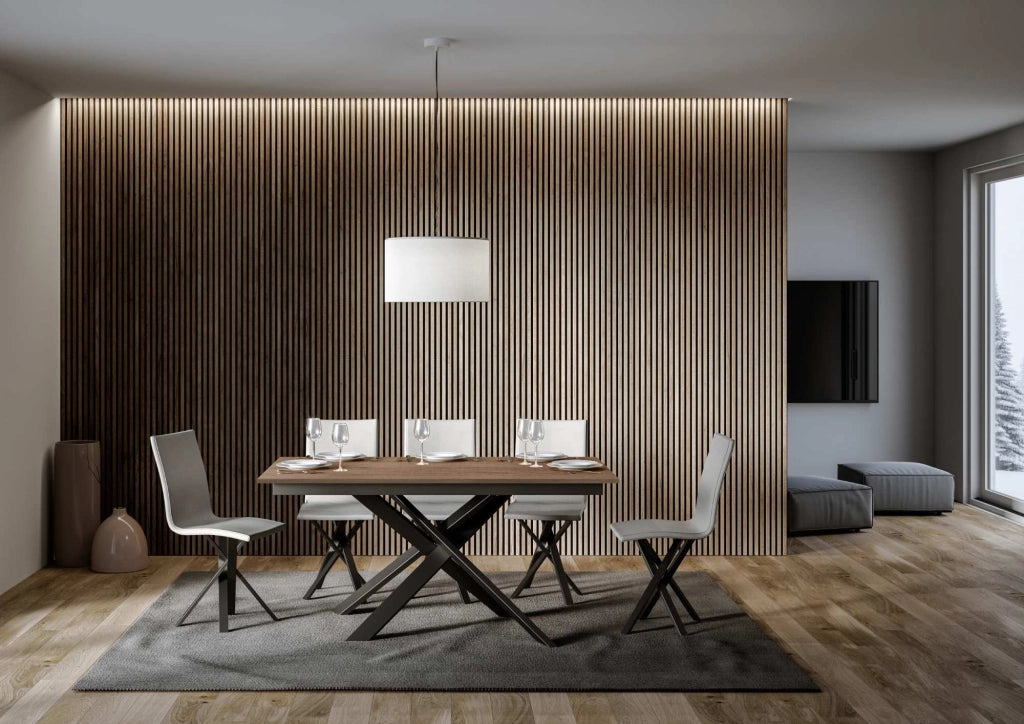 Tavolo Allungabile 160-220x90x74 cm Ganty piano Quercia Naturale bordo in tinta
