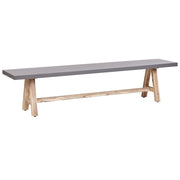 Panca da giardino in cemento 200 cm base in legno di acacia grigio chiaro stile industriale
