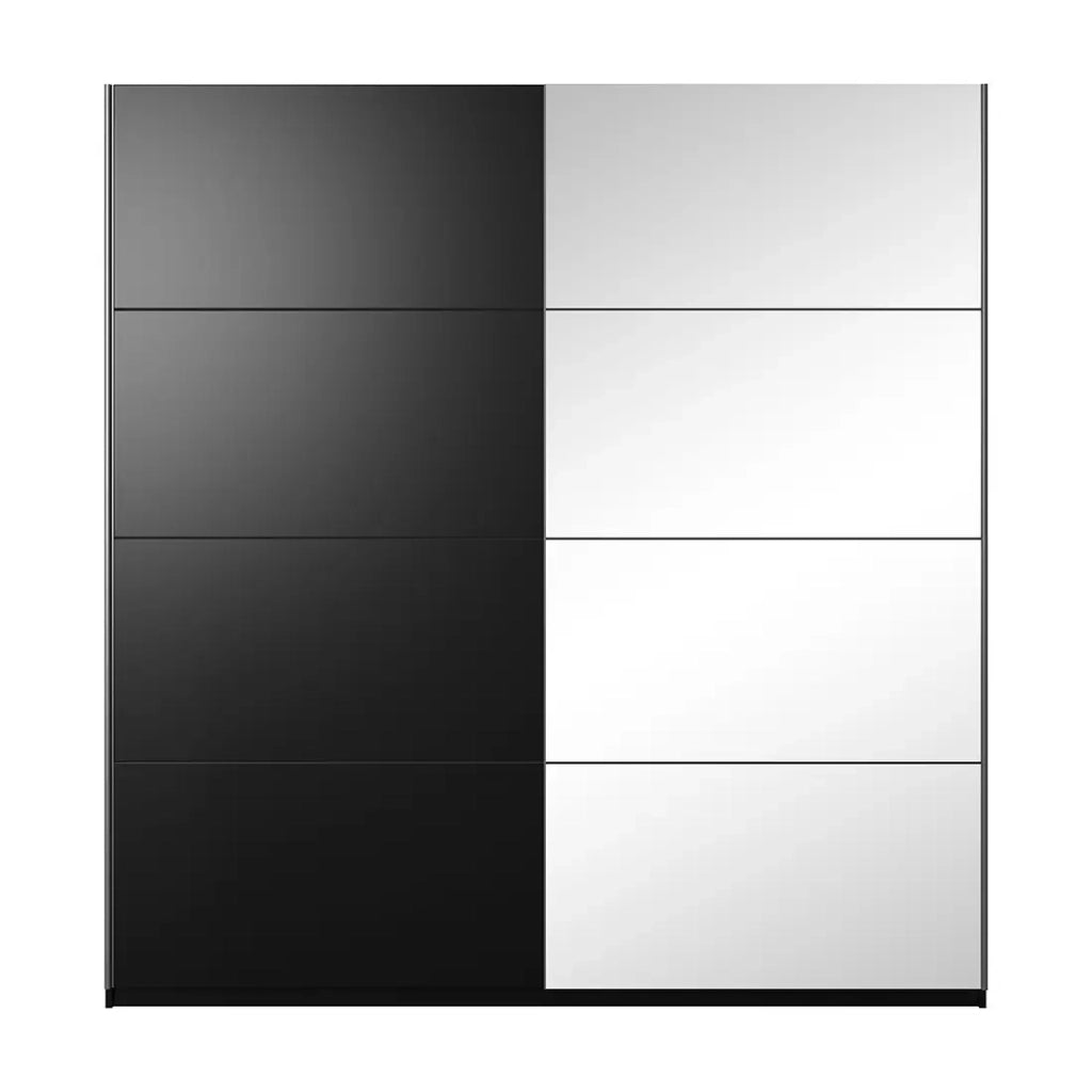 Armadio design 220cm. 2 porte con specchi modulabili. Colore nero opaco. Collezione EOS