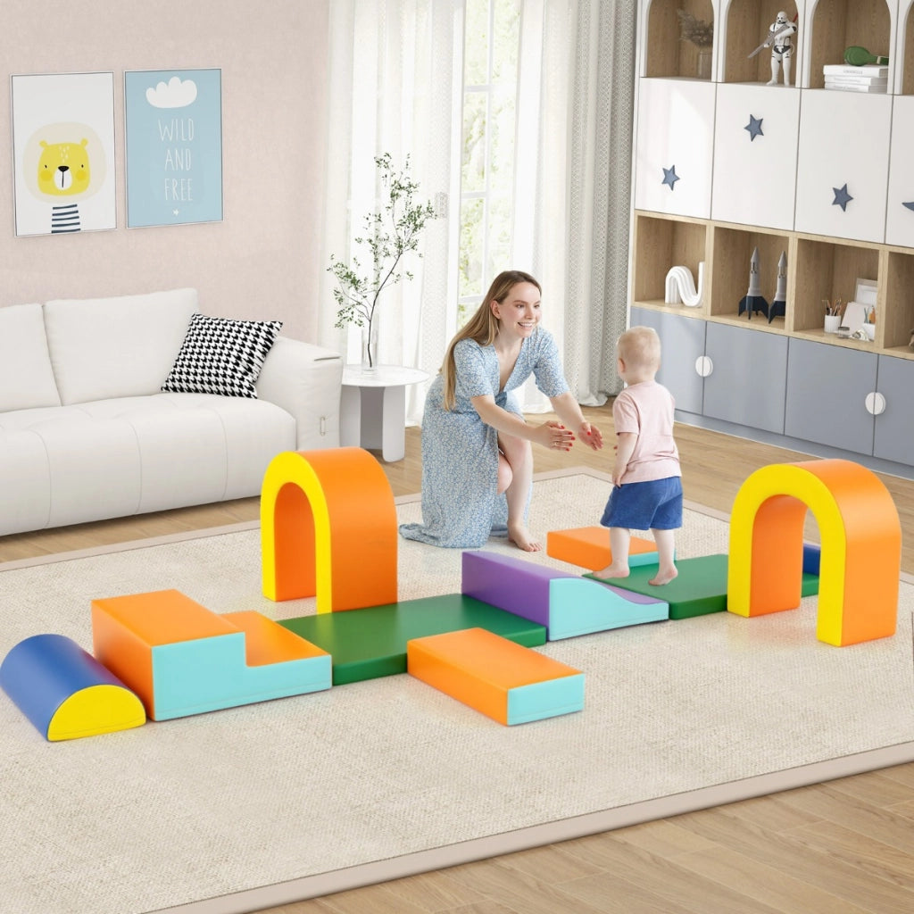 Set di 10 blocchi da arrampicata in schiuma, Set attivit¨¤ per interni per bambini 1+ anno Arancione
