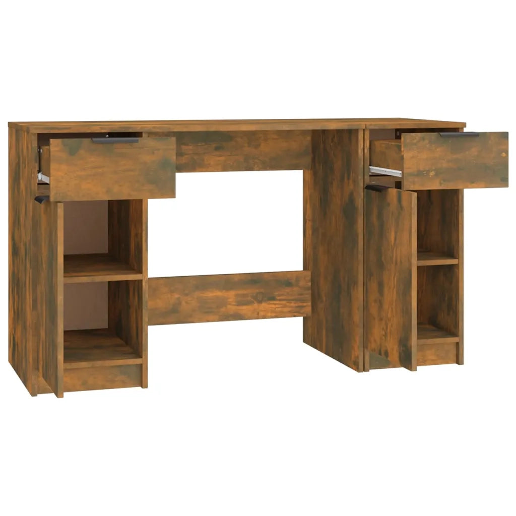 Scrivania con Mobile Laterale Rovere Fumo in Legno Multistrato 3115913