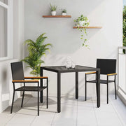 Set da Pranzo per Giardino 3 pcs Nero polyrattan 3365384