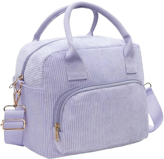 Borsa isolata per picnic per uomo e donna, 10 litri, grande borsa corduroy per cibo, sacchetto termoisolante riutilizzabile per lavoro, picnic, spiaggia, blu, casual