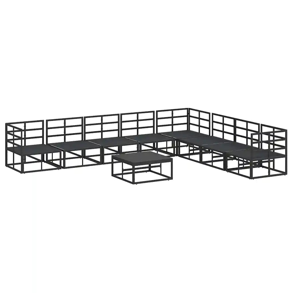 vidaXL Set Divano da Giardino con cuscino 9 pcs Nero Alluminio