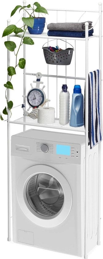 Cassettone lavatrice 2 piani, dimensioni 1665 x 595 x 26 cm - Cassettone per lavatrice e asciugatrice - Cassetto bagno, colore bianco