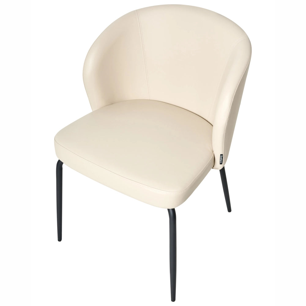 Set di 2 Sedie da Pranzo Rivestimento in Similpelle Seduta Imbottita Gambe in Ferro Beige Chiaro