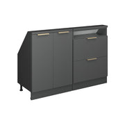 Mobile cucina sottotetto R-Line Antracite-oro/Antracite 120 cm Set di 2 Vicco