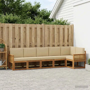 Set di divani da esterno 6 pcs Naturale e Beige Poliestere