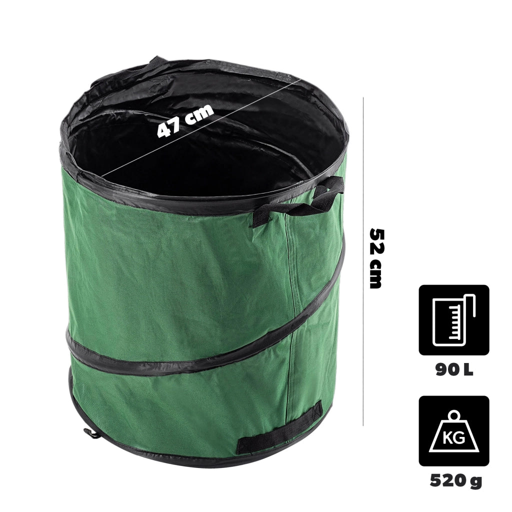 KADAX Sacchetto per foglie, cestino per rifiuti da giardino, pieghevole, resistente, con maniglie, 90 L