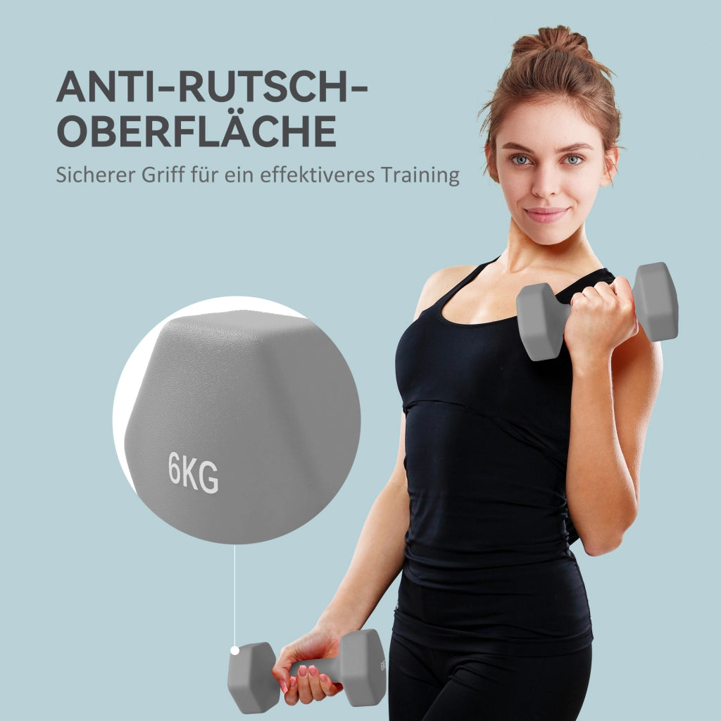 Set di manubri 2x6 kg ¨C zephmum ¨C esagonale, antiscivolo, grigio