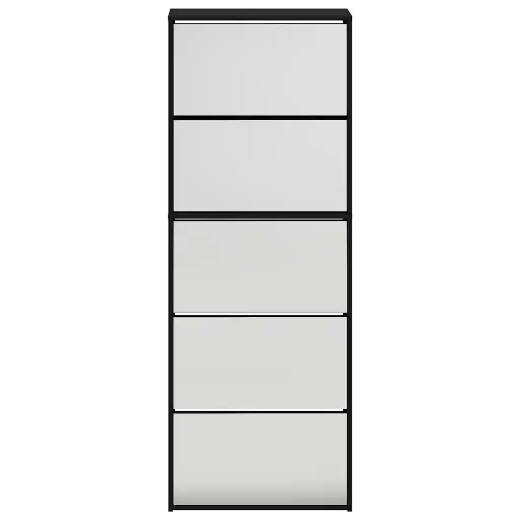 Scarpiera con Specchio a 5 Livelli Nera 63x17x169,5 cm 3228280