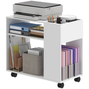 Tavolino da salotto con ruote ¨C zephmum ¨C bianco 70x36x60 cm