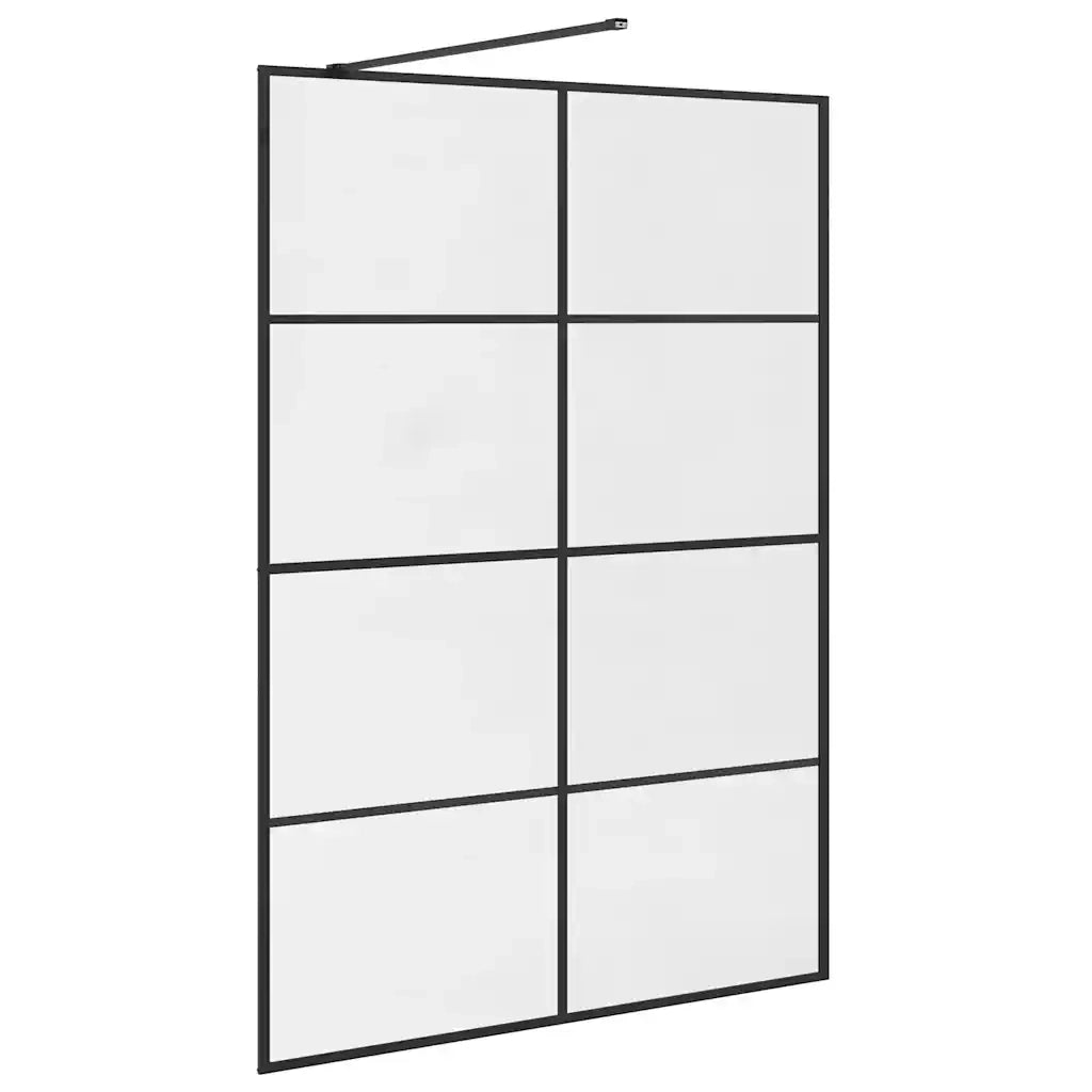 Parete Doccia Walk-in in Vetro Trasparente ESG 140x195cm Nera 151037