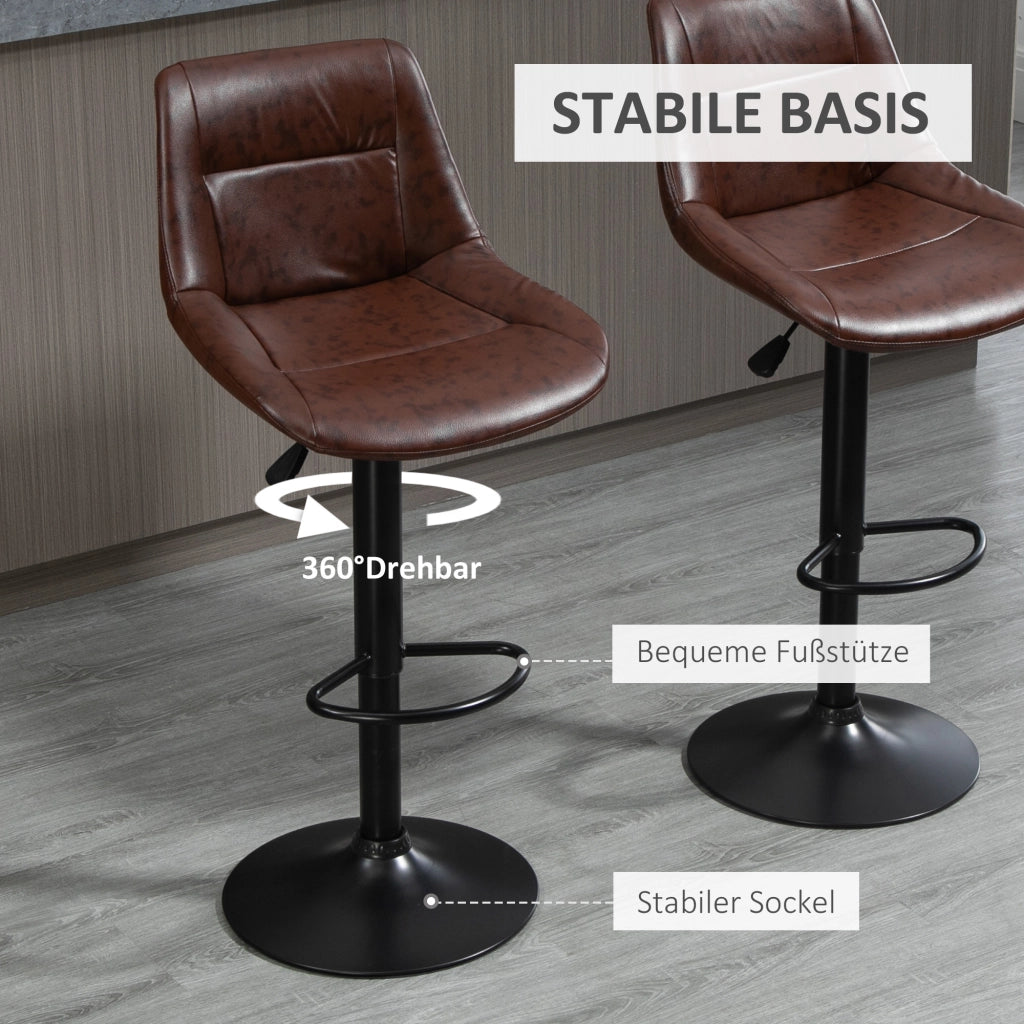 Set di 2 sgabelli da bar regolabili in altezza con poggiapiedi ¨C zephmum ¨C nero e marrone 46.5x50x108 cm