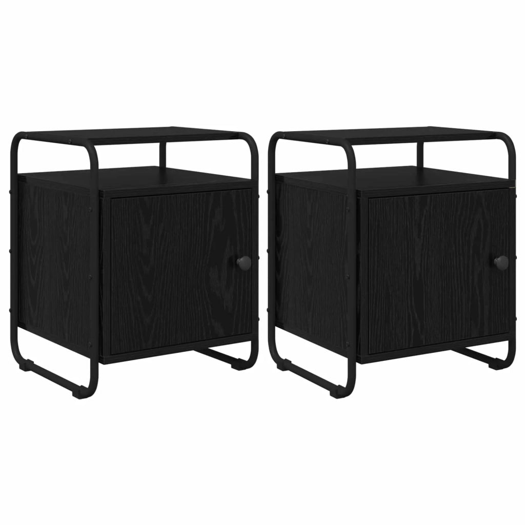 Armadio da Notte 2 pz Rovere Nero Legno ingegnerizzato 8007612