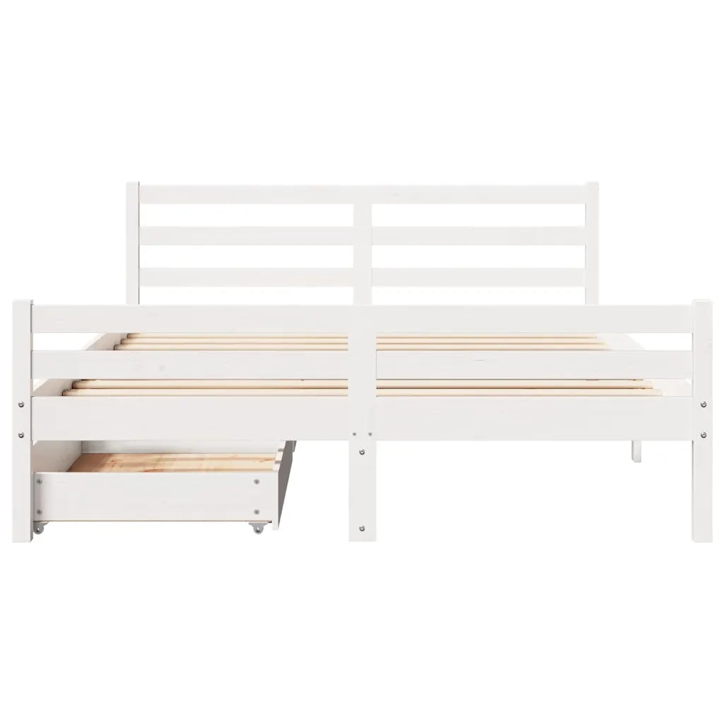 Letto senza Materasso Bianco 140x200 cm Legno Massello di Pino 3301611