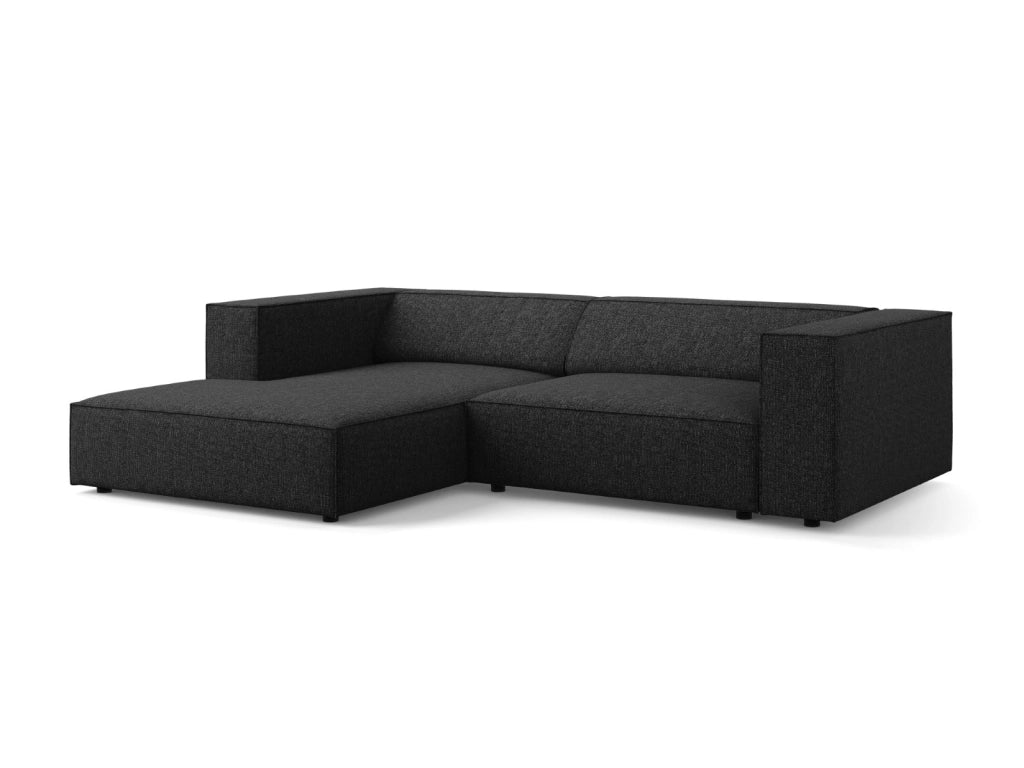Cosmopolitan Design - Divano angolare sinistro "Arendal" 3 posti in ciniglia nero 