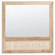 Specchio da parete in particelle di legno chiaro Rattan 60 x 60 cm Quadrato Accento decorativo Stile scandinavo