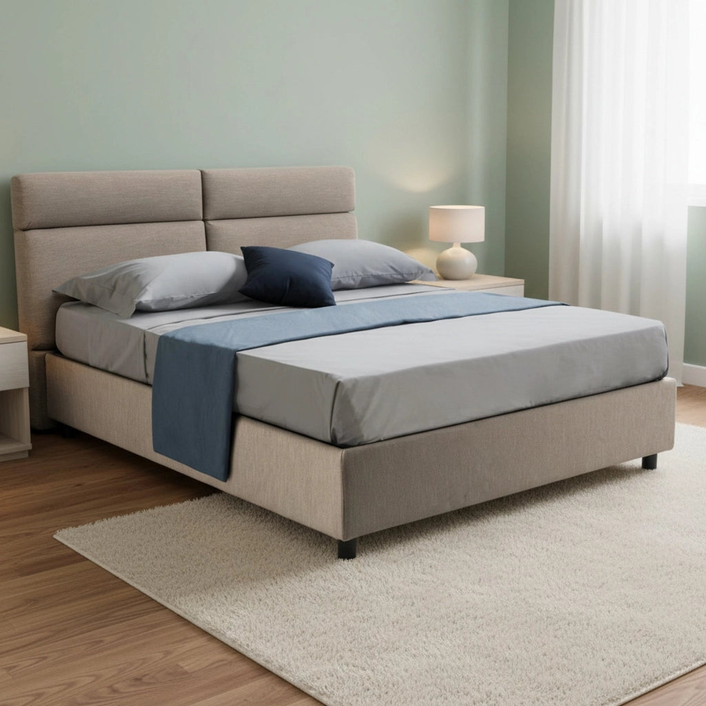Letto Matrimoniale Ator, Letto Matrimoniale Sfoderabile Made in Italy, Grigio Tortora\