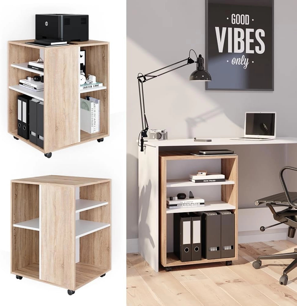 Contenitore per rotoli, Sonoma, 59.4 x 52.6 cm, utilizzabile in modo flessibile con ruote per uso mobile