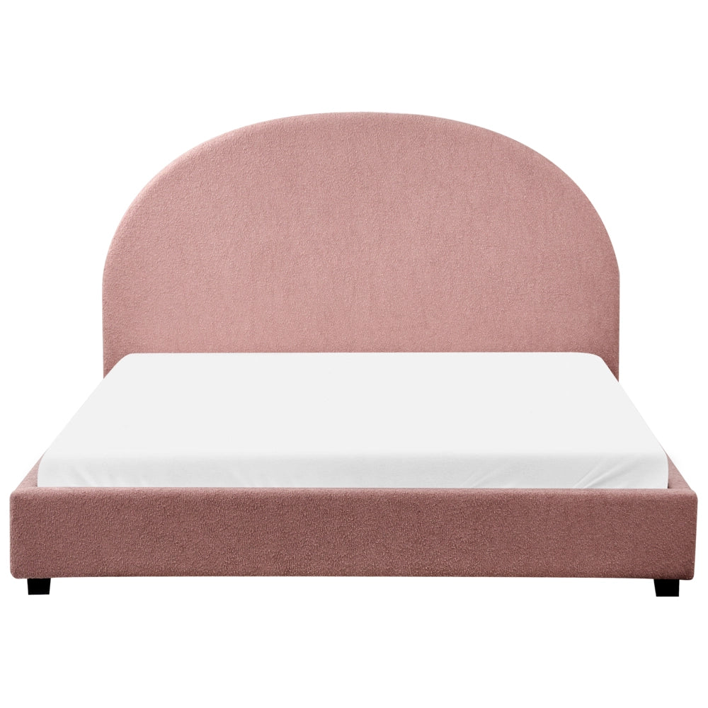 Letto Rosa Pastello Poliestere Boucle EU Matrimoniale 140 x 200 cm Design Minimalista Retrò