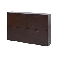 Scarpiera Salvaspazio da 24 Paia con Mensole Regolabili e 4 Cassetti, in Legno, 120x24x81cm, Marrone