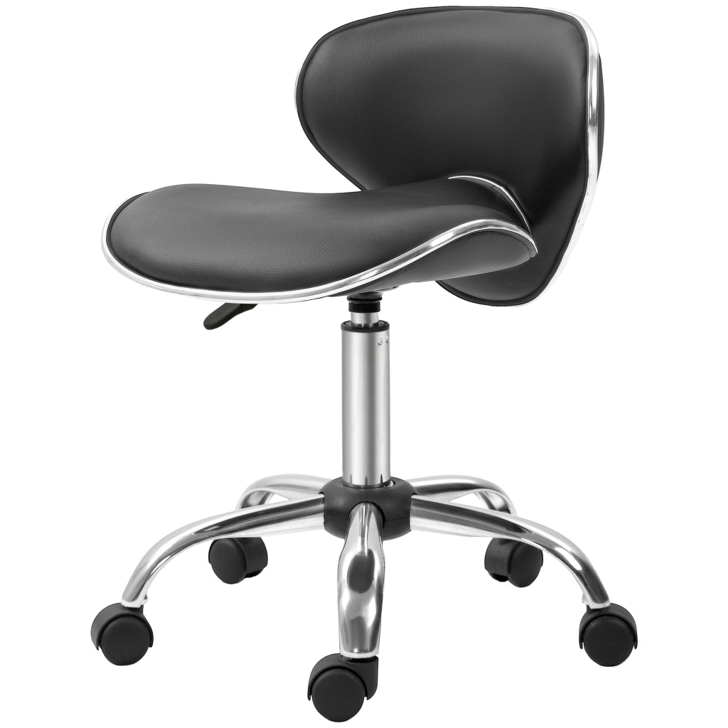 Sgabello da lavoro con rotelle e schienale regolabile 44-56 cm ¨C zephmum ¨C nero