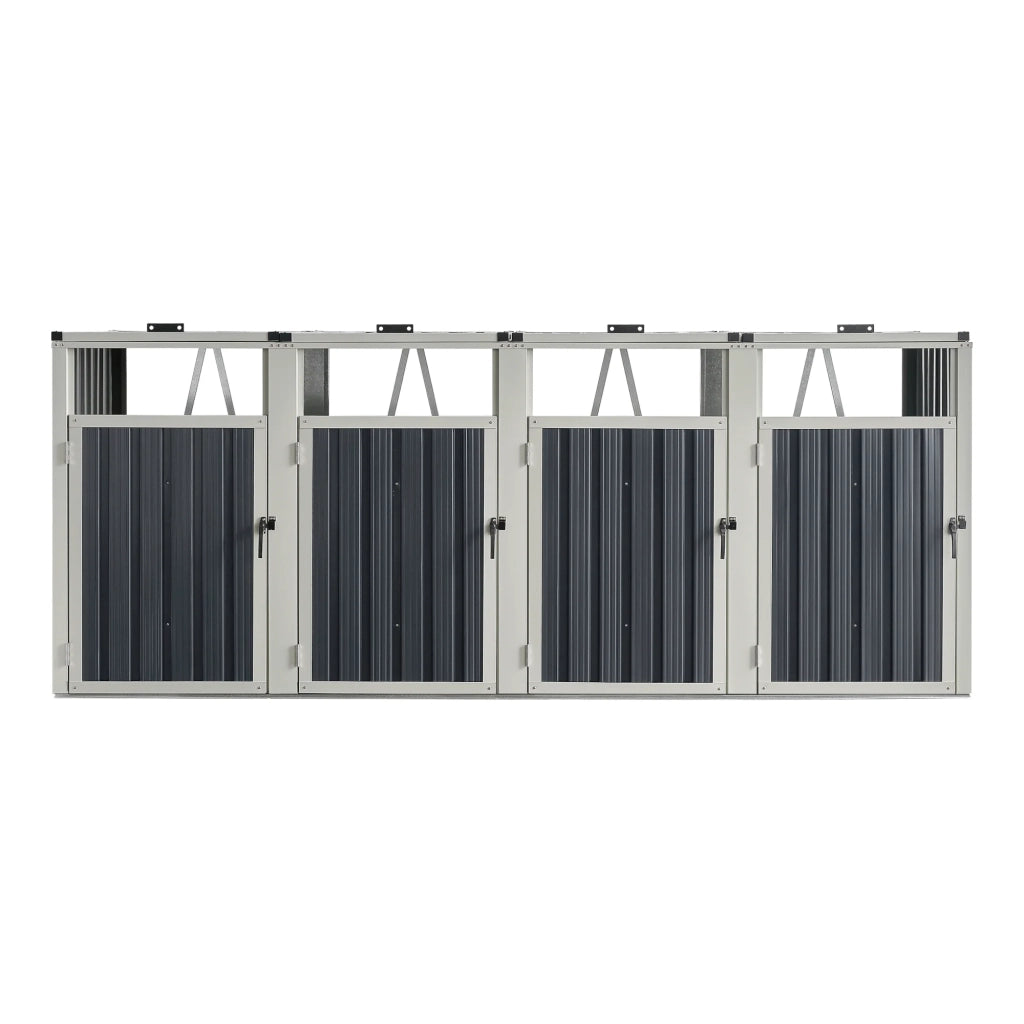 Contenitore per rifiuti a 4 scomparti con ante con maniglia 121 x 292 x 82 cm grigio antracite 03_0006696