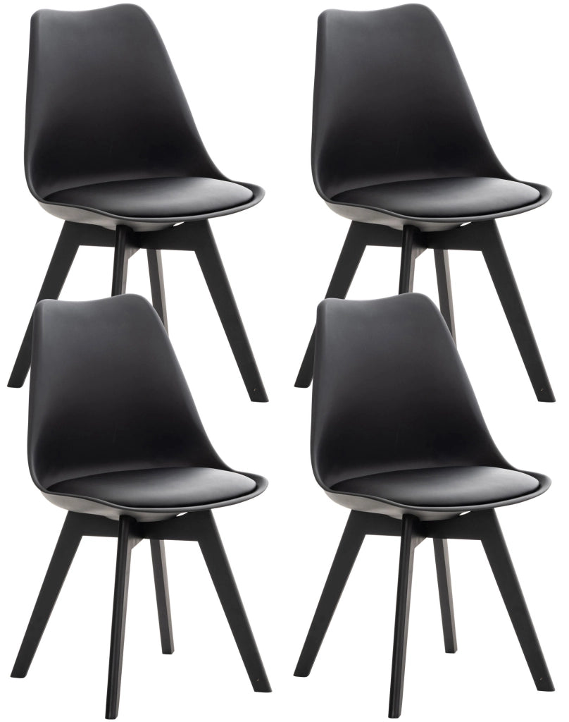 Set 4 Sedie Pranzo Linares nero/nero,Plastica