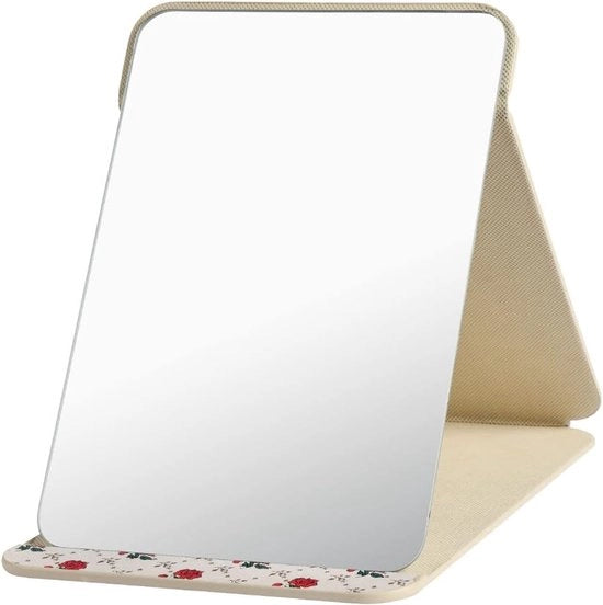 Specchio da tavolo pieghevole - Portatile e multifunzionale - 25,5x18cm - Pelle PU