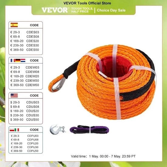Toue per Soggiorno - Treccia per Soggiorno - Cavo Elettrico - 30M - 100ft - Arancione - Cavo