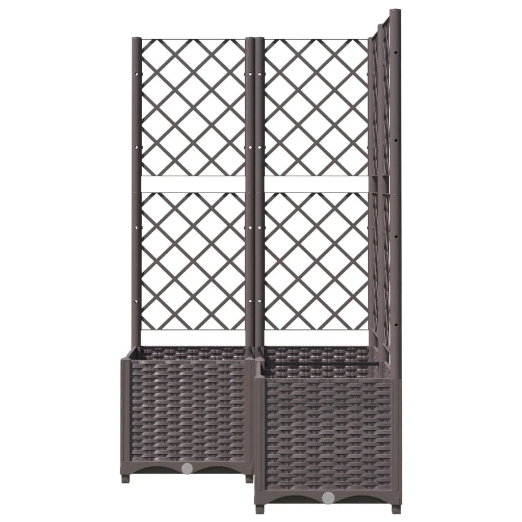 Fioriera rialzata per piante fiori terrazza giardino con traliccio 80 x 80 x 136 cm PP marrone 02_0038319