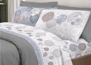 Completo Lenzuola Letto Pensieri Delicati 100% Cotone Dis. Palloncini - Matrimoniale - Grigio