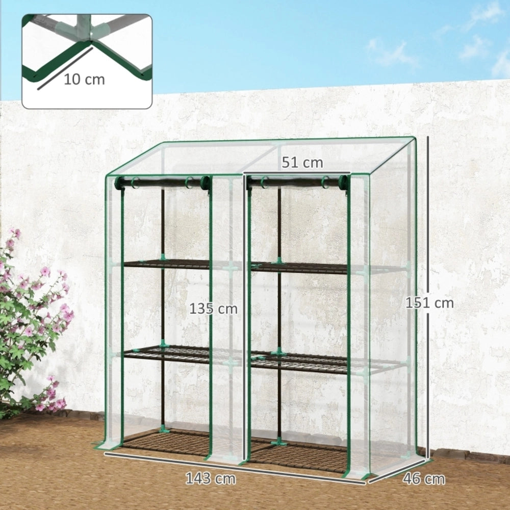SERRE Mini a 3 livelli 143x46x141/151 cm in acciaio e PVC trasparente