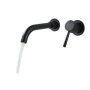 NAVIS|Rubinetto da bagno a parete in 2 parti nero semplice in acciaio inox a parete per bagno|Miscelatore per lavabo con rubinetto gastronomico hotel