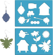 Orecchini con Disegno di Api - Rinnovabili - Fiori - Miele - Cassetta di Api - Plastica - Fori - Bracciali - Orecchini - Gioielli - Adatto per - Pelli e Acrilico - 2 Stili - 13x9 cm
