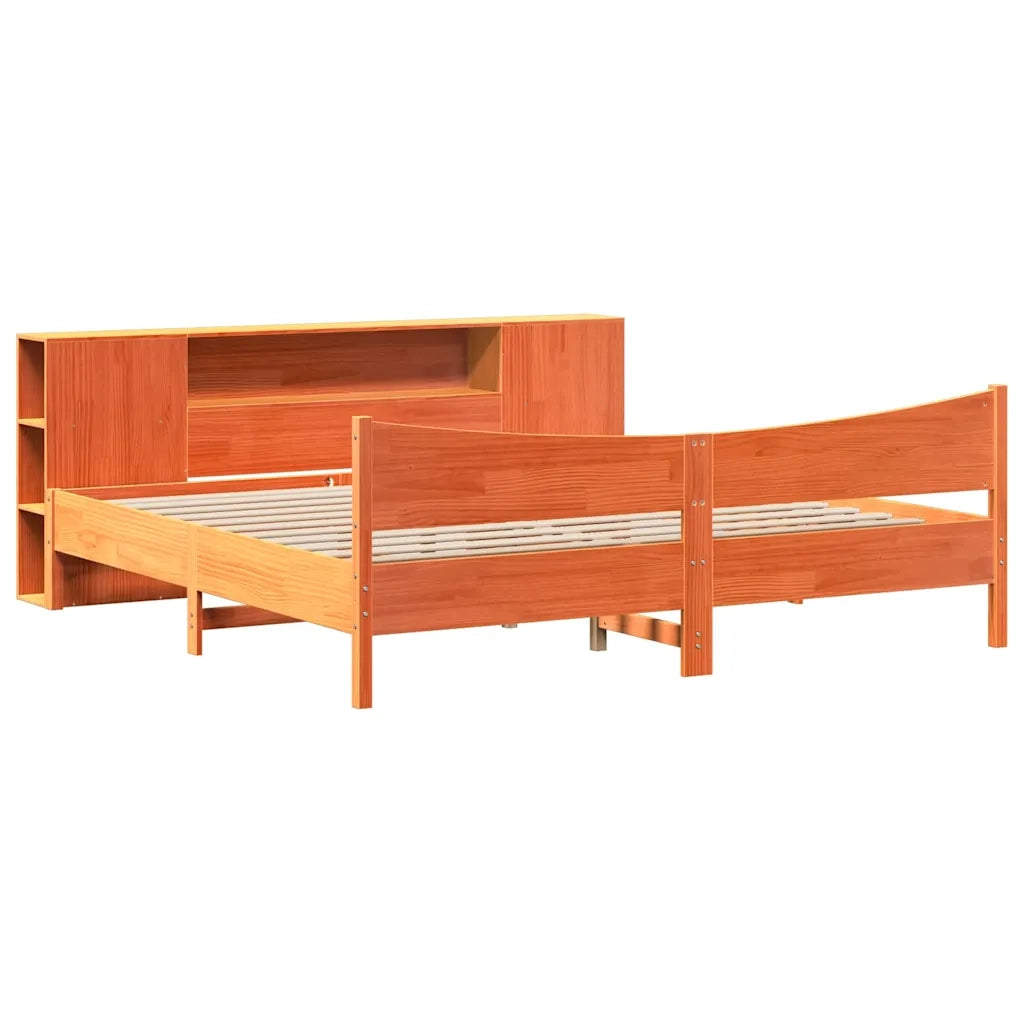 Giroletto senza Materasso Marrone Cera 200x200 cm Legno di Pino 3323289